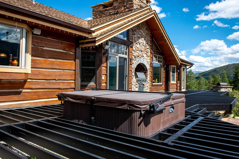 Deck constructed with Fortress steel framing, an alternative to pressure-treated lumber.