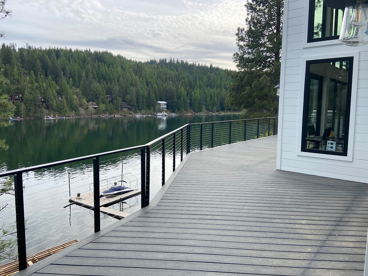 Beautiful deck with a view overlooking Lake Coeur d'Alene.