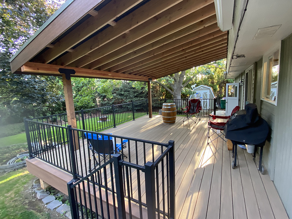 Beautiful roof cover built over a composite deck.