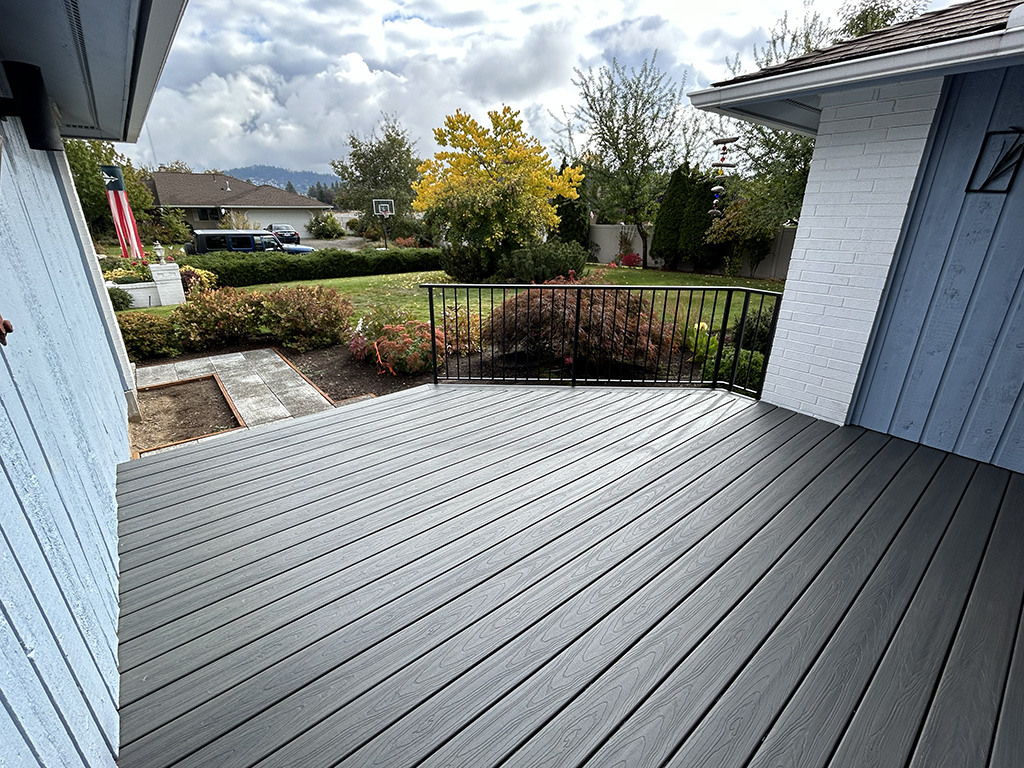 Front porch featuring a custom steel welded handrail.