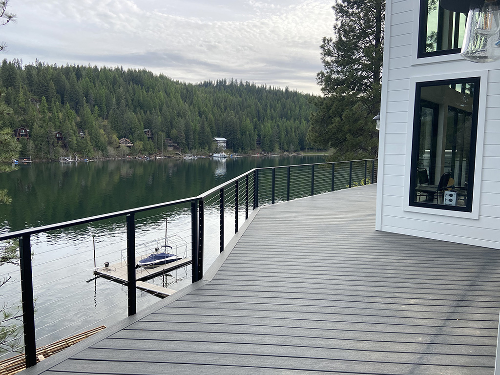 cable handrail lake view