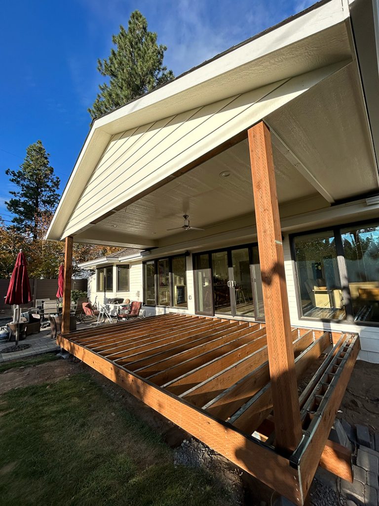 Framed back deck with G-Tape applied to the joists.